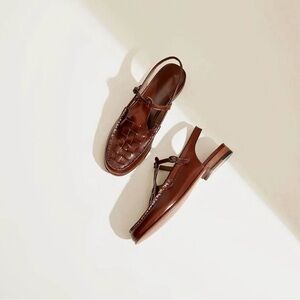 Lacceti Brown Leather Slingback Loafers